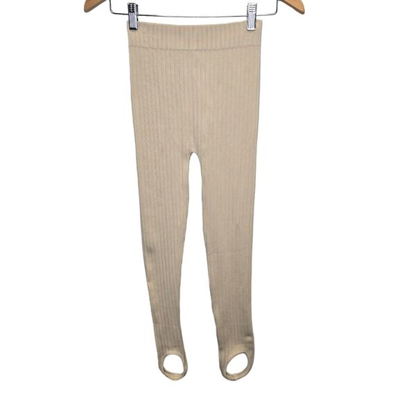 NWT Zara Women's XS-S Seamless Ribbed Stirrup Leggings Ecru - Picture 1 of 16